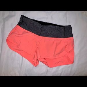 Lululemon Coral and Grey Speed Up Short size 4